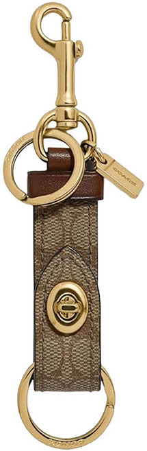 COACH 蔻馳 滿版LOGO皮革雙環鑰匙圈1349314