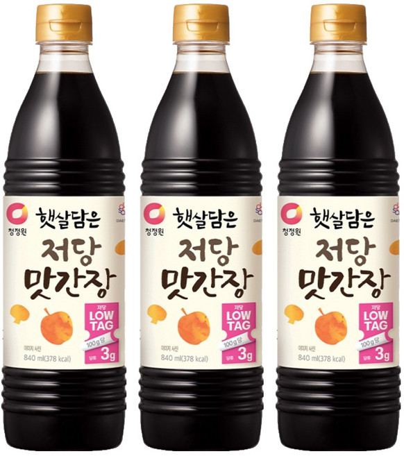 청정원 햇살담은 저당 맛간장, 840ml, 3개