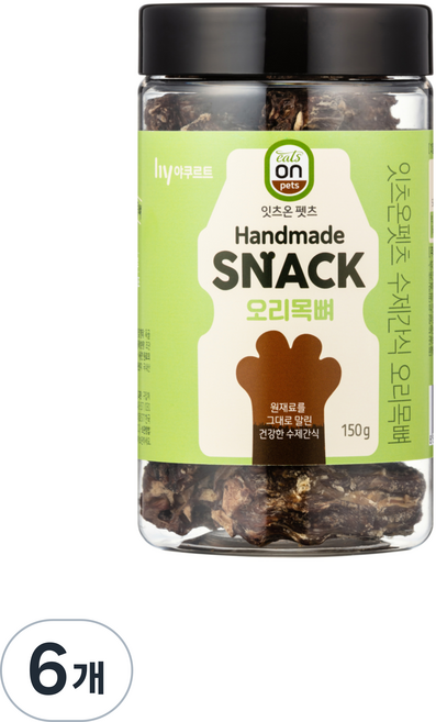 eatson 한국야쿠르트 펫츠 강아지 수제 간식 150g, 오리목뼈맛, 6개