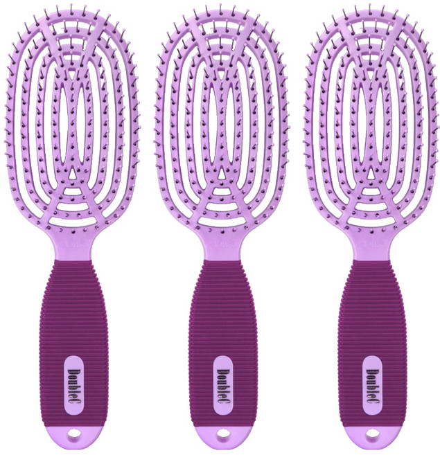 뉴웨이 헤어브러쉬 더블씨, Purple, 3개