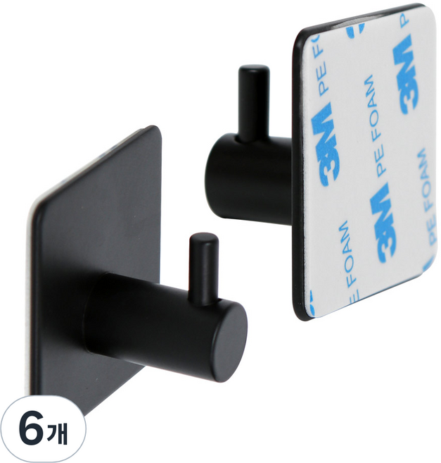 이우아여사 3M 강력접착 블랙후크 사각C타입, 6개