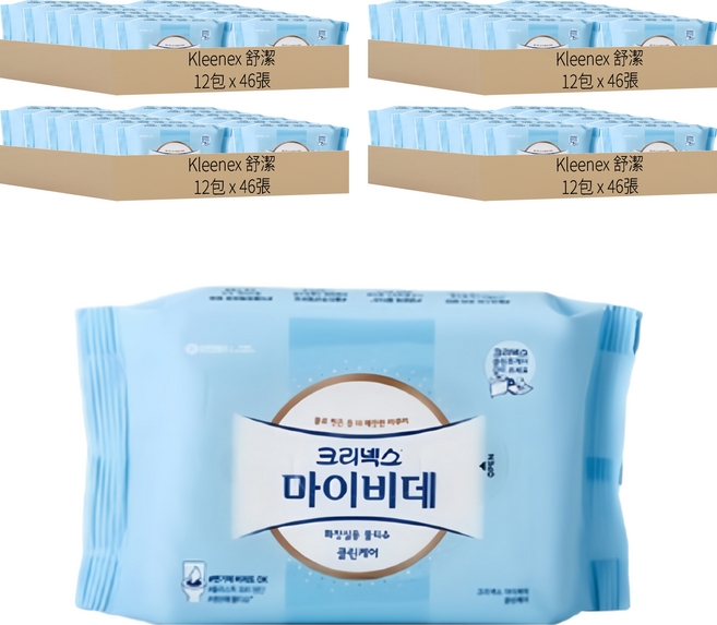 Kleenex Mybidet 濕式衛生紙, 12包, 4組