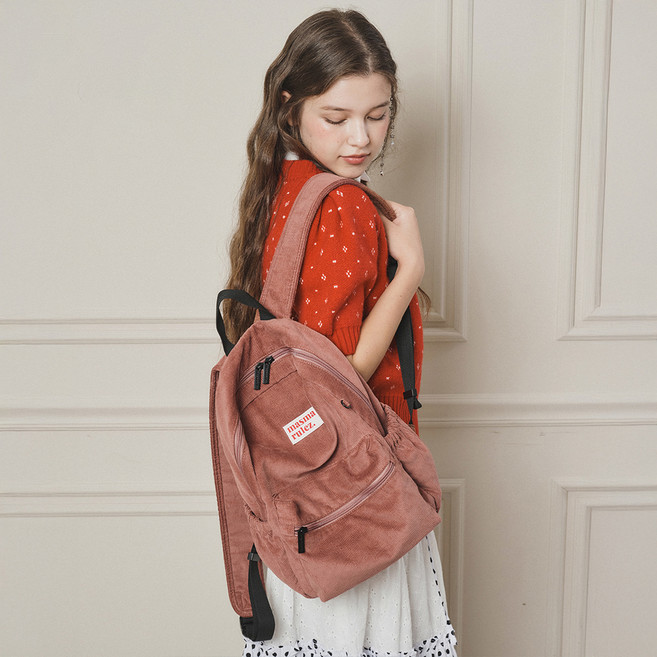 마스마룰즈 여성용 미니 데일리 코듀로이 백팩 + 파우치 세트