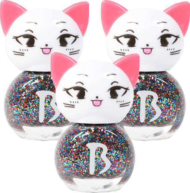 바블리 어린이 매니큐어 네일 컬러, 오색블링핑, 3개