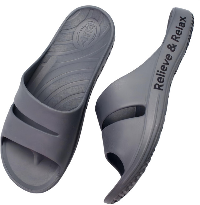 ATTA 運動風簡約雙帶休閒拖鞋, 8號(265mm), 鐵灰色