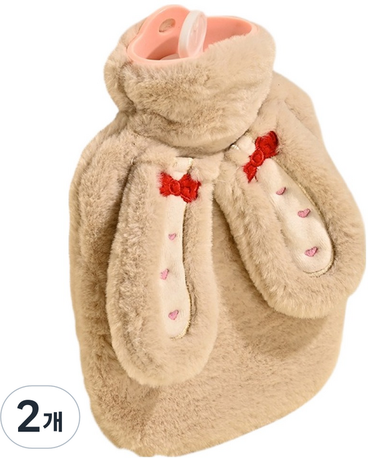 Solre 熱水袋 溫水熱敷袋 卡其色 16.5 x 27 x 3 cm 1000ml, 2個