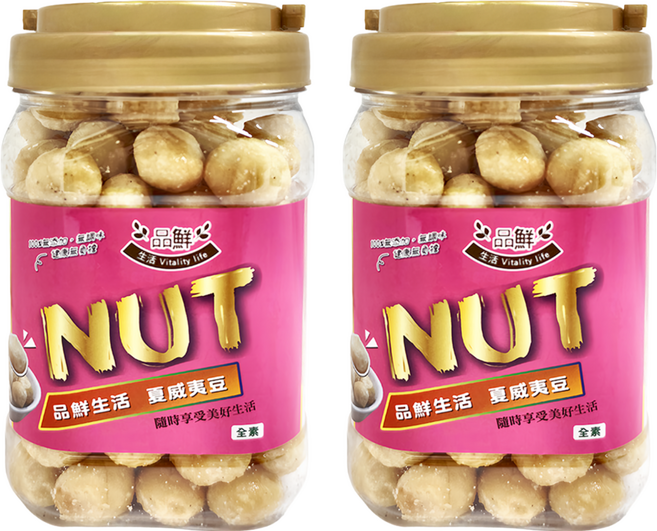 品鮮生活 特大顆原味夏威夷豆, 450g, 2罐