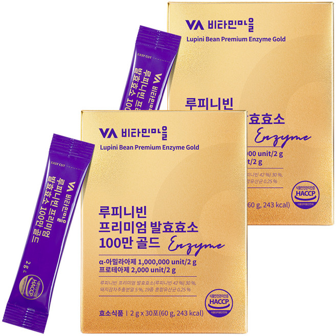 비타민마을 루피니빈 프리미엄 발효효소 100만 골드 30p, 60g, 2개