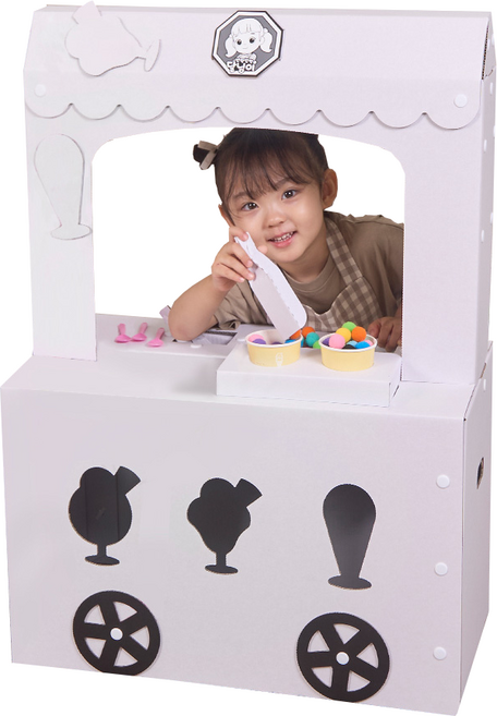 키즈바래 달님이 아이스크림 가판대 가게 마트놀이, 화이트, 1개