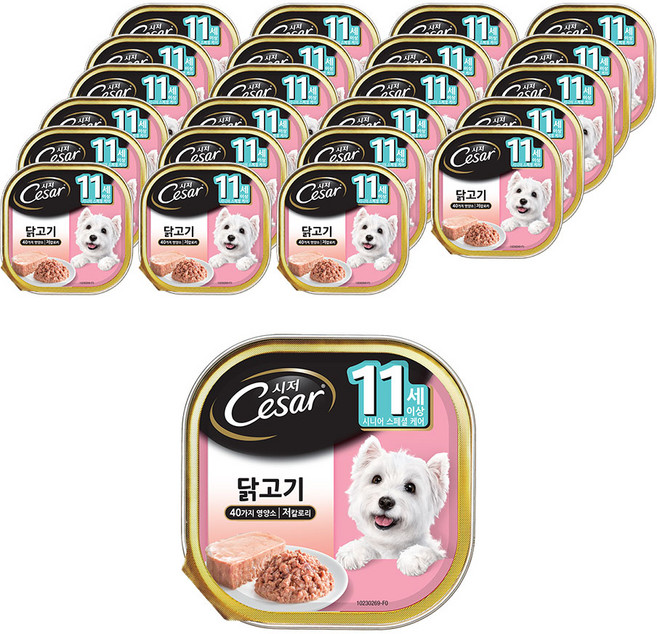 시저 11세 이상 시니어 강아지 주식캔, 닭, 100g, 24개