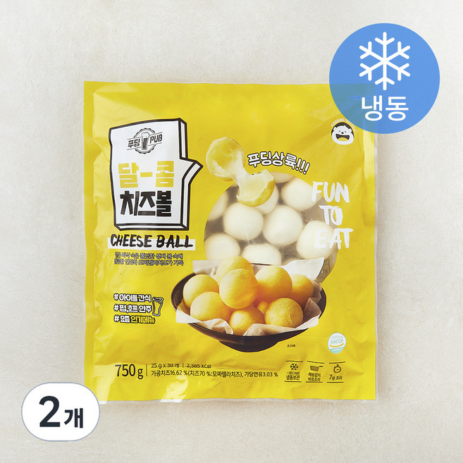 푸딩팩토리 푸딩펍 달콤치즈볼 (냉동), 750g, 2개