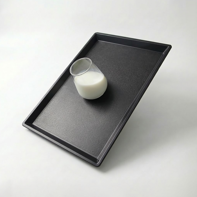리빙메이트 논슬립 테라 일식쟁반, 블랙, 1개
