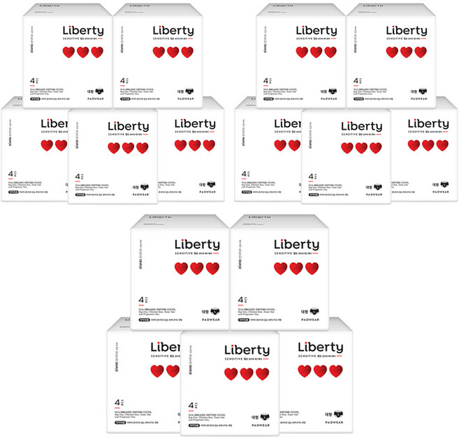 리버티오가네이처 센시티브 입는 오버나이트 대형, 4개입, 15개