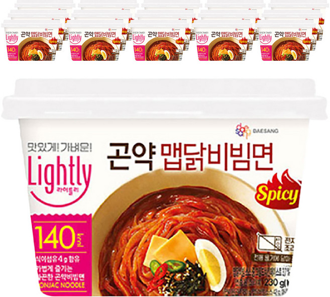 라이틀리 곤약 맵닭 비빔면, 230g, 16개