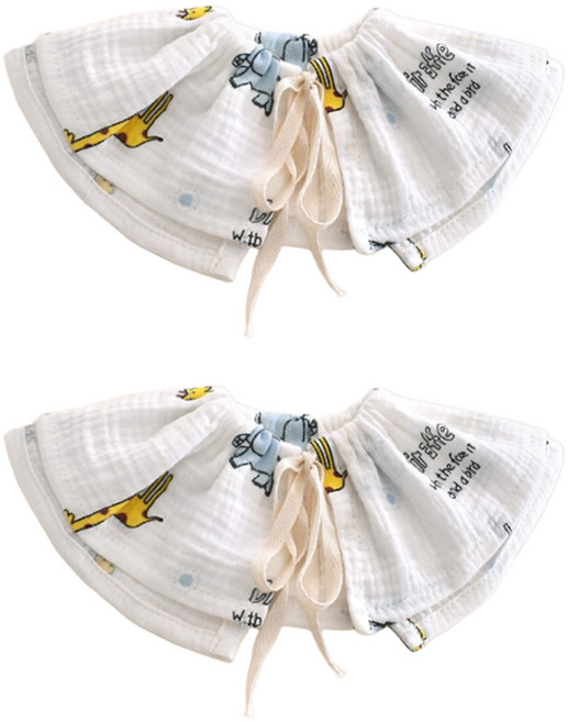 純棉紗布口水巾, 長頸鹿 白色, 2條