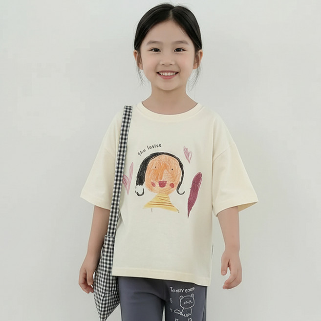 꼰띠키즈 여아용 통기성 아이호 티셔츠