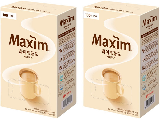맥심 화이트골드 커피믹스, 11.7g, 100개입, 2개