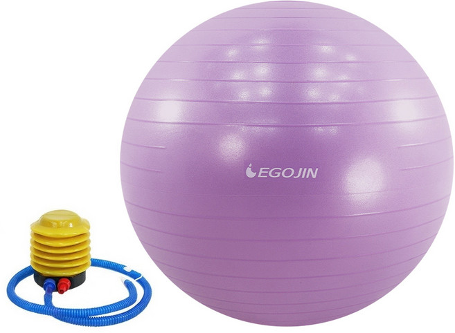 EGOJIN 瑜珈球 + 腳踩打氣筒 薰衣草紫 65cm, 薰衣草