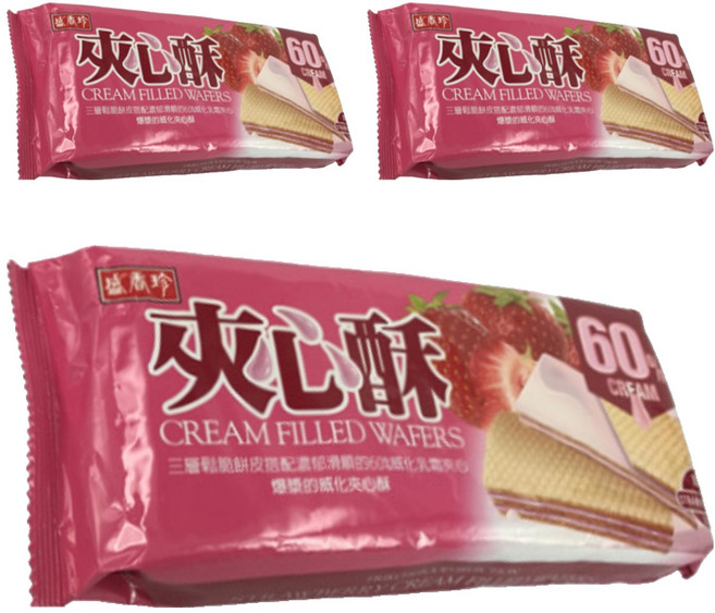 盛香珍 夾心酥 草莓口味, 160g, 3包