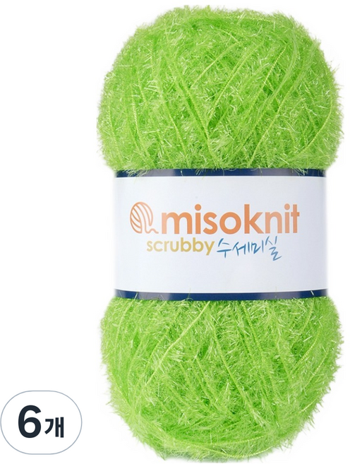 미소털실 펄 수세미실 80g, 53연두색, 6개