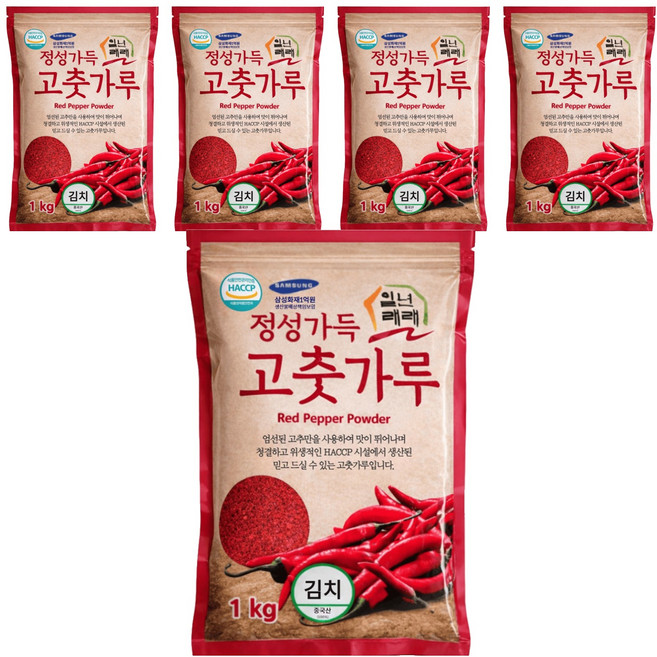 일년래래 중국산 김치용 고춧가루, 1kg, 5개
