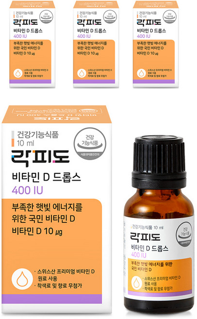 락피도 비타민D 드롭스 400IU, 10ml, 4개