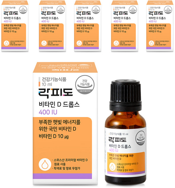 락피도 비타민D 드롭스 400IU, 10ml, 6개