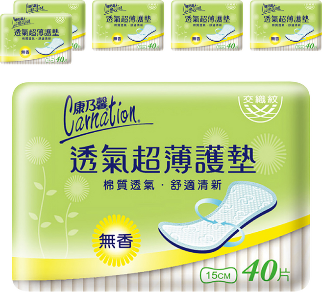 康乃馨 透氣超薄護墊 無香, 15cm, 40片, 6包