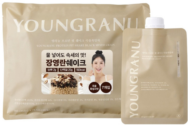 영라뉴 프로틴 핏 쉐이크 곡물흑임자맛 7p, 315g, 1세트