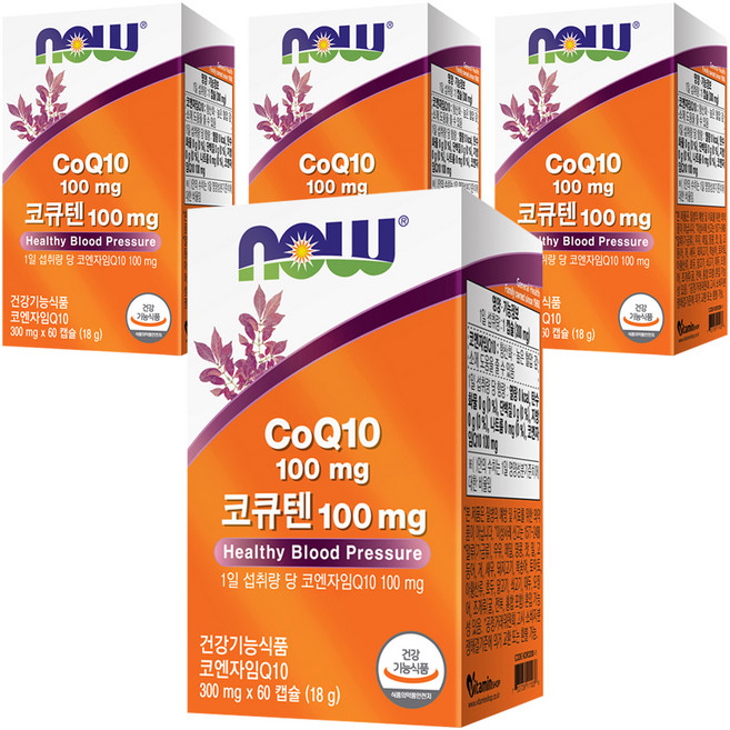 나우푸드 코큐텐 100mg 18g, 60정, 4개