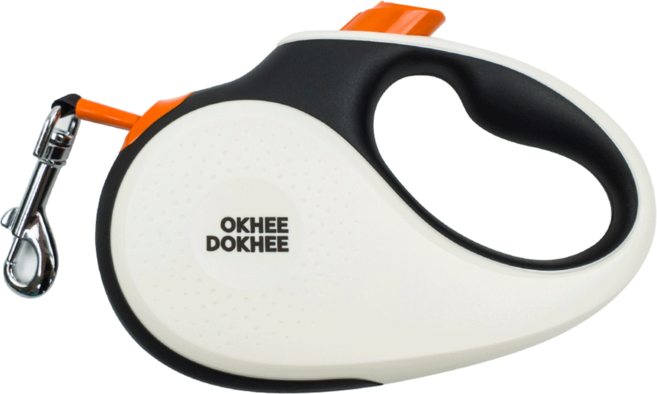 옥희독희 꼬임방지 강아지 자동 리드줄, 화이트오렌지, 1개