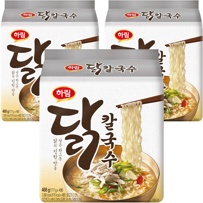 하림 닭칼국수 봉지, 117g, 12개