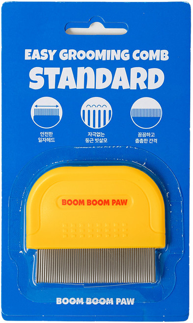 붐붐포 반려동물 이지 클린 그루밍 눈꼽빗 스탠다드 일자 6.5 x 5.5 cm, 옐로우, 1개
