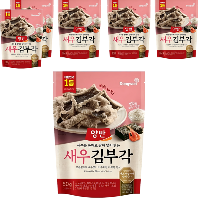 Dongwon 東遠 Yangban 兩班 海苔脆片 蝦風味, 50g, 6包