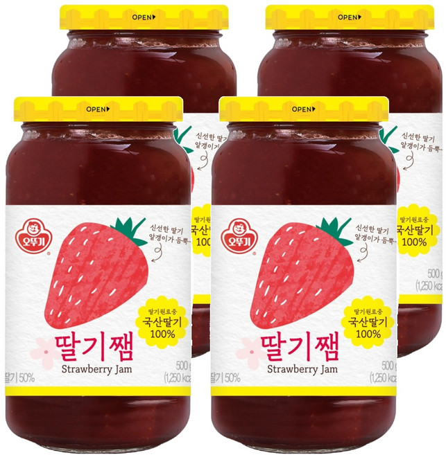 오뚜기 딸기쨈, 500g, 4개