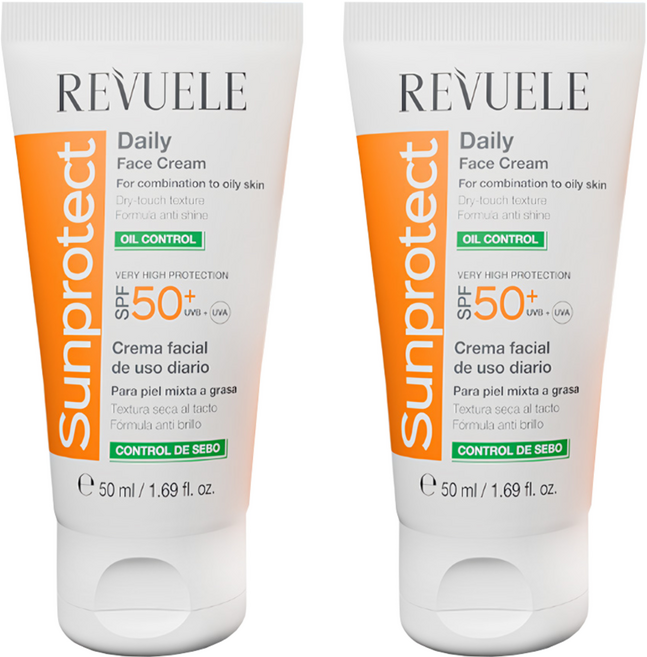 REVUELE 全日控油清爽防曬乳 SPF50+, 50ml, 2條