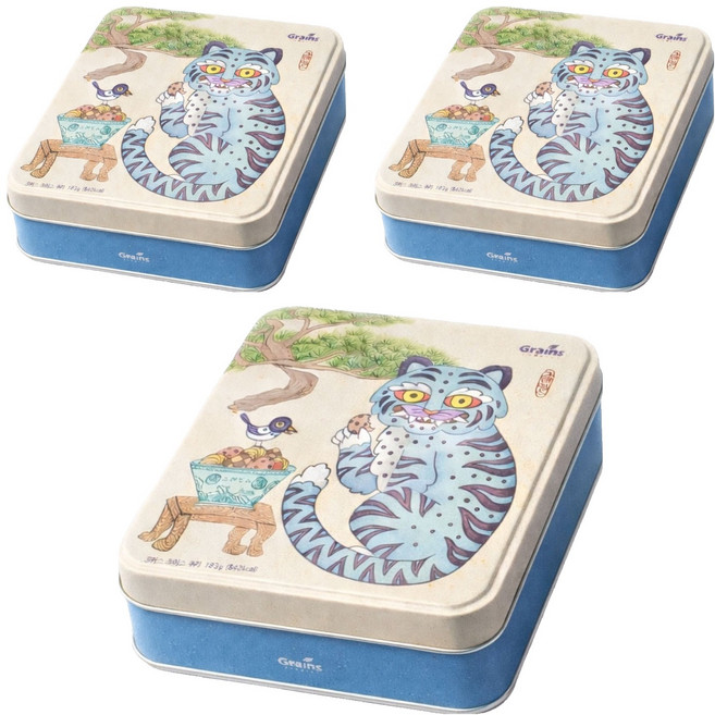 그래인스쿠키 베이커스초이스 틴케이스 쿠키 + 쇼핑백 세트, 쿠키 3p 6종, 3세트