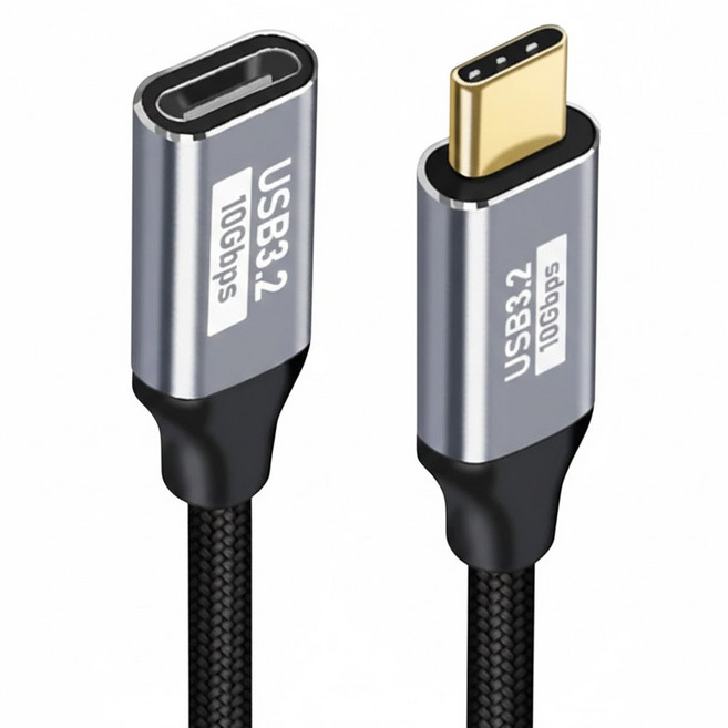 Neon 台灣霓虹 Type-C公-Type-C母轉接線 USB3.2 10Gbps傳輸, 銀色, 1個