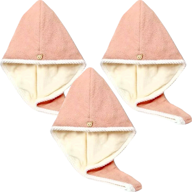 雙層速吸乾髮帽, 粉紅色, 1組