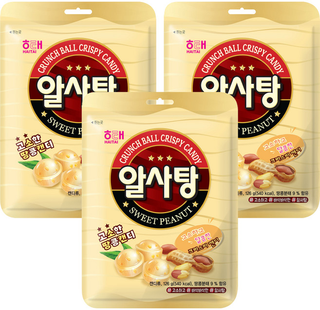 해태제과 알사탕, 126g, 3개