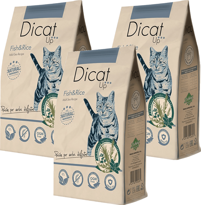 Dicat Up 成貓用 烘培益生 貓糧, 300g, 3包, 多種魚 + 米