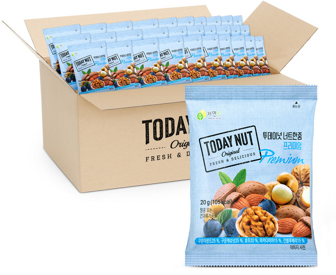 투데이넛 너트한줌 프리미엄 믹스넛, 20g, 100개