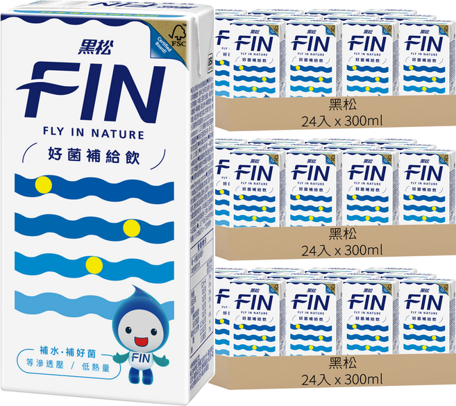 黑松 FIN 好菌補給飲料, 300ml, 72入