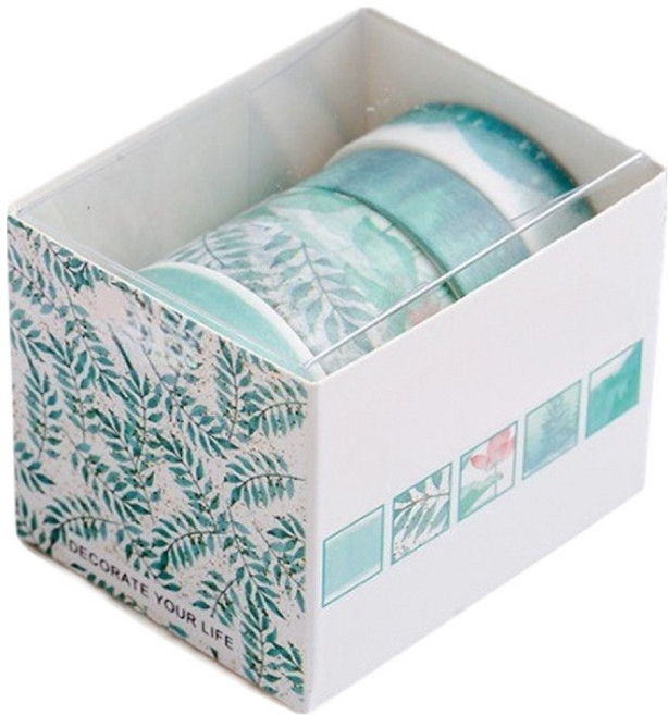 베네블 다꾸 데코레이션 마스킹테이프 5종 세트, 그린그래스, 1세트