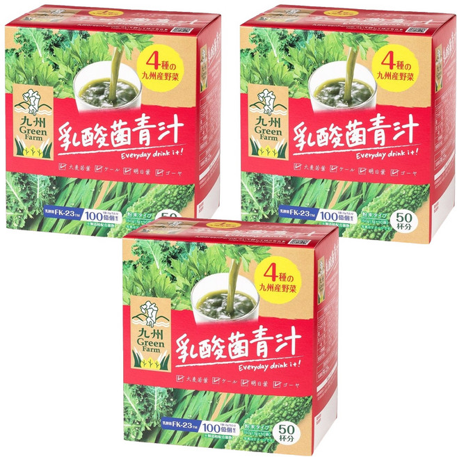 九州 Green Farm 日本原裝進口九州產乳酸菌青汁, 50包, 3g, 3盒