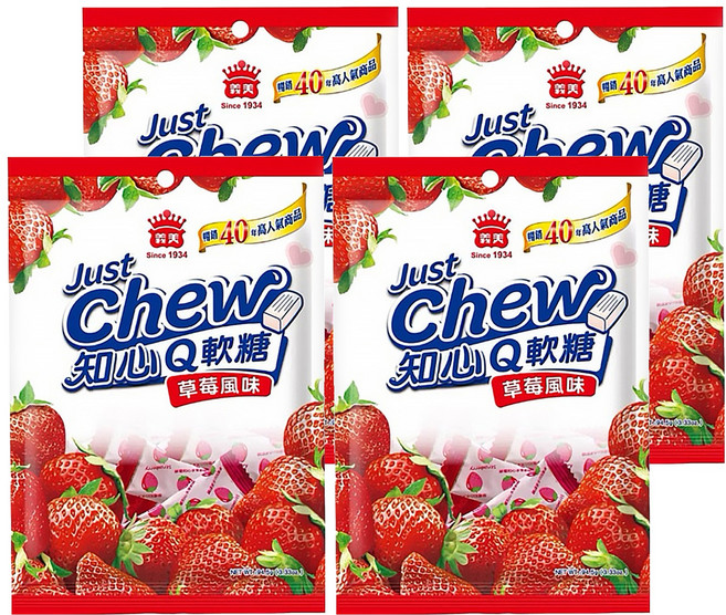 義美 知心水果軟糖 草莓風味, 94.5g, 4袋