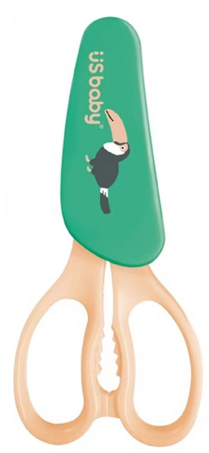 US baby 優生 萬用食物剪刀 附收納袋 大巨嘴鳥 粉膚色 日本進口420不鏽鋼, 1組