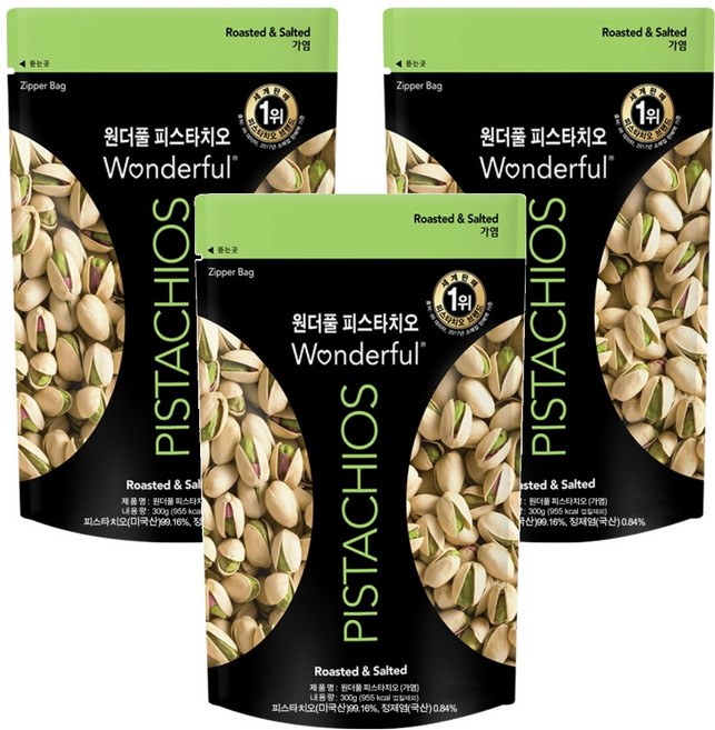 원더풀피스타치오 가염, 300g, 3개