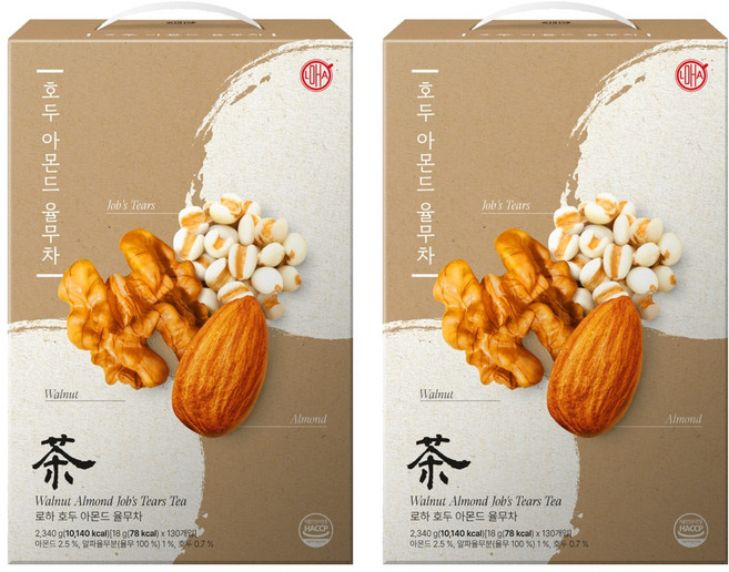 LOHA 호두 아몬드 율무차, 18g, 130개입, 2개