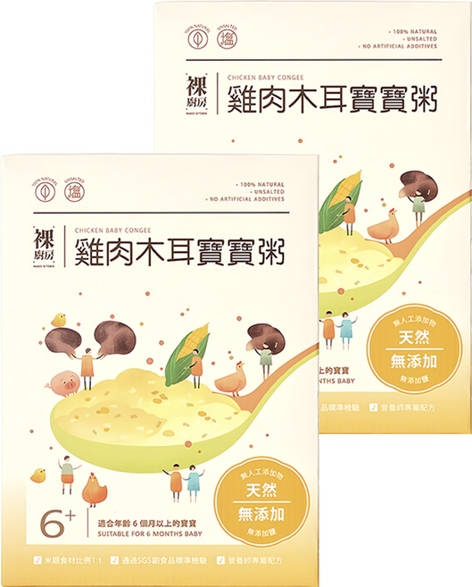 裸廚房 常溫小寶寶粥 雞肉木耳 120g*5包 寶寶副食品, 600g, 2盒